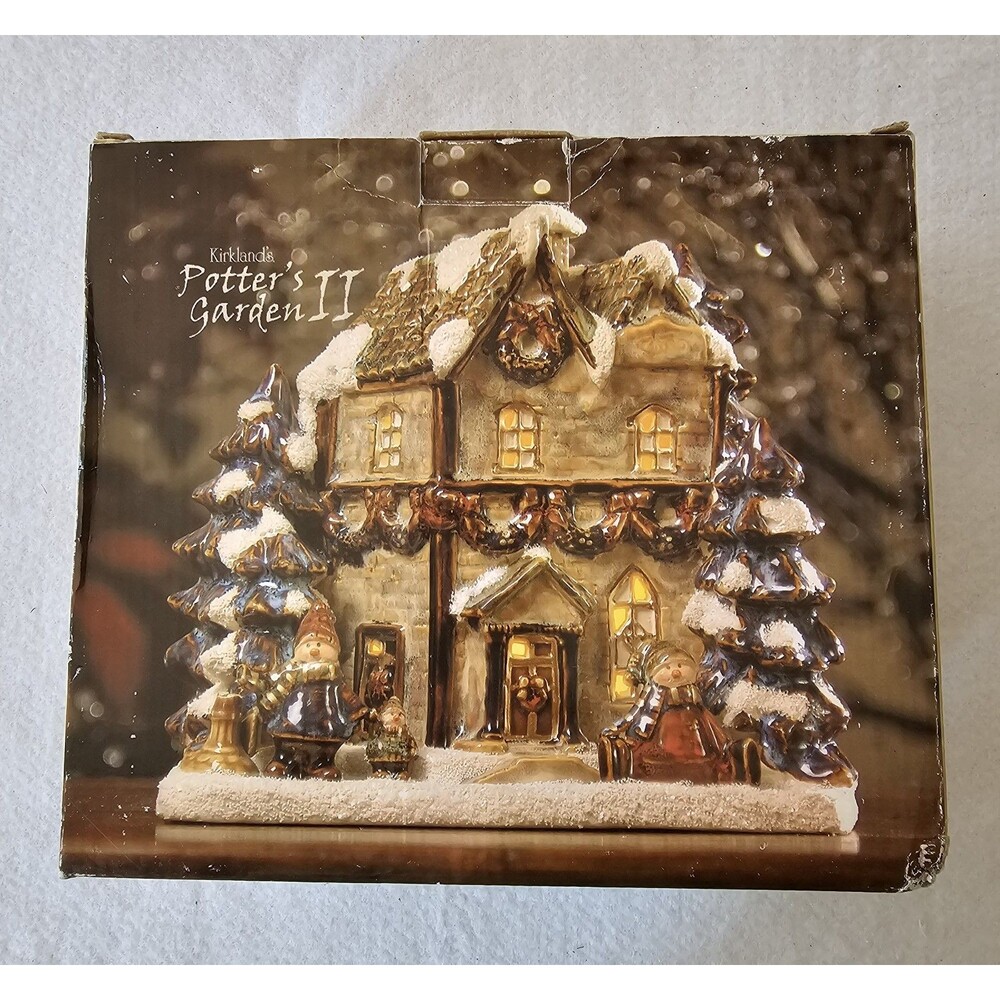 Kirkland's Potters Garden II Christmas House Ceramic Votive Holder Vintage